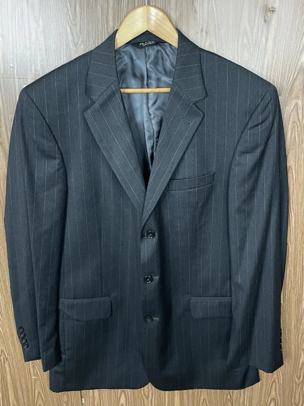 Jos A Bank Signature 2-Piece Suit Mens 42L 34x31 Brown Gray Striped Wool